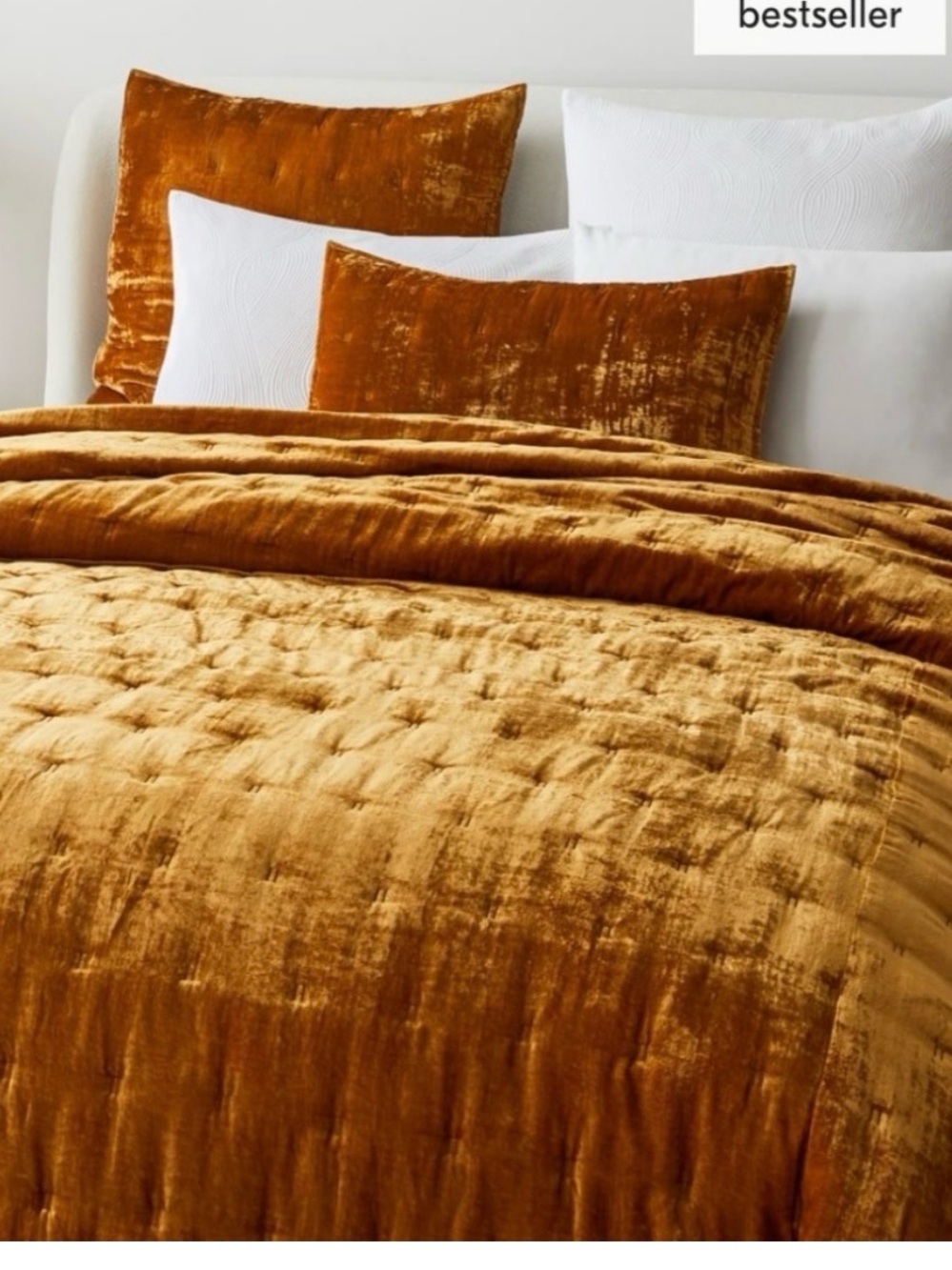 West Elm Lush Velvet Quilt Gold Full/Queen